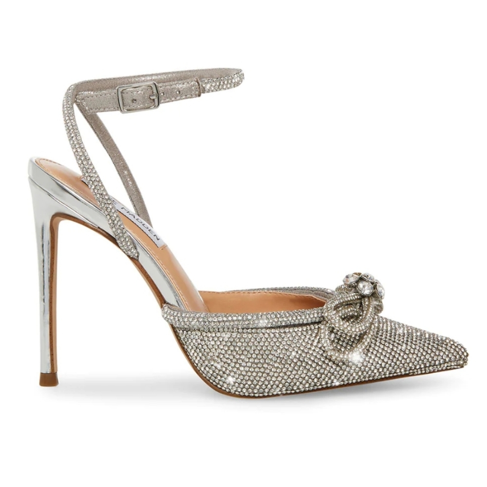 Steve Madden Viable Silver Rhinestone Heels Size 9